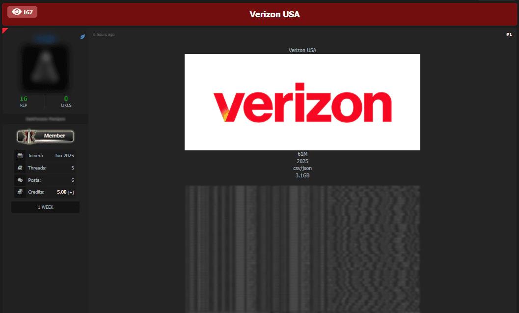 Verizon确认6100万条数据遭黑客出售：与公司及客户无关